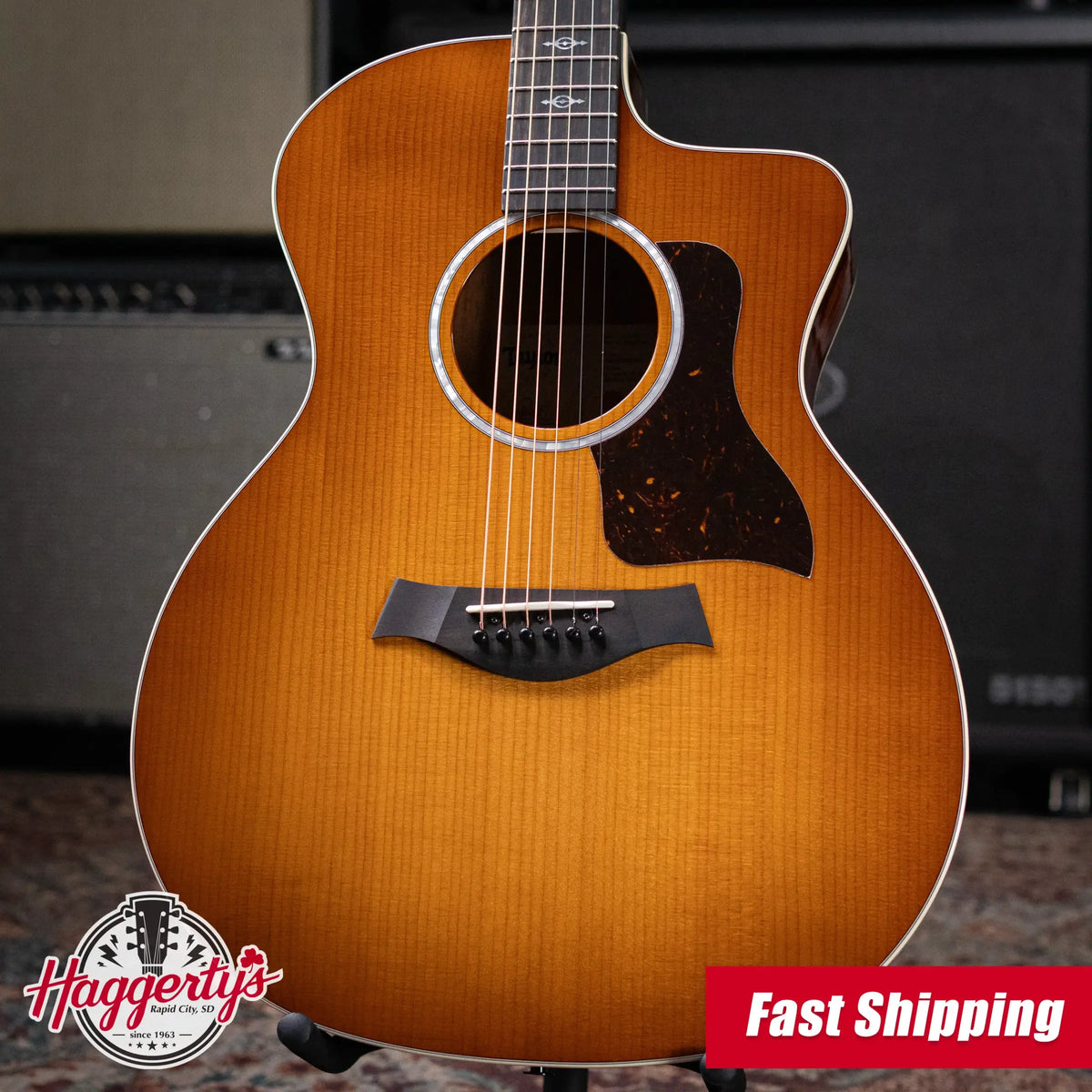 Taylor 214ce-K DLX Special Edition Grand Auditorium Acoustic/Electric Guitar - Honeyburst with Hardshell Case