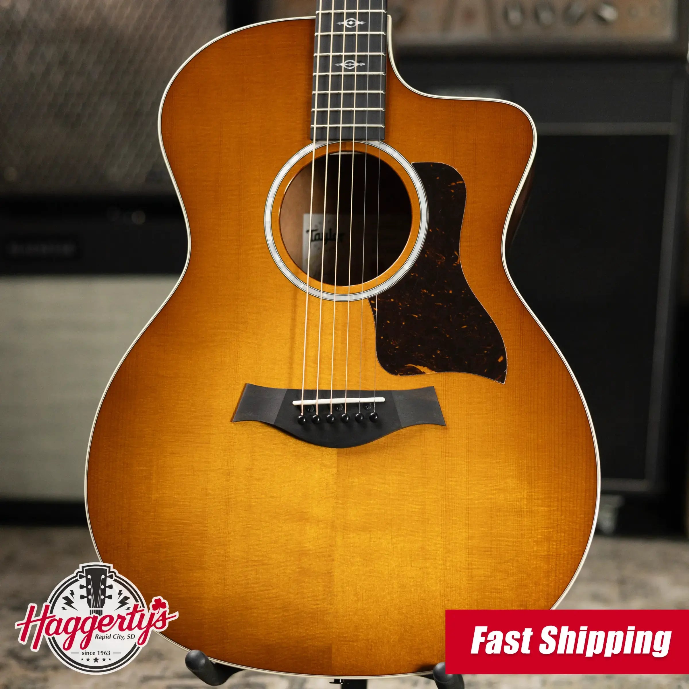 Taylor 214ce-K DLX Special Edition Grand Auditorium Acoustic/Electric Guitar - Honeyburst with Hardshell Case