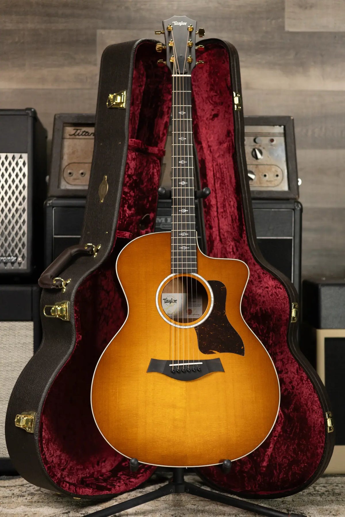 Taylor 214ce-K DLX Special Edition Grand Auditorium Acoustic/Electric Guitar - Honeyburst with Hardshell Case