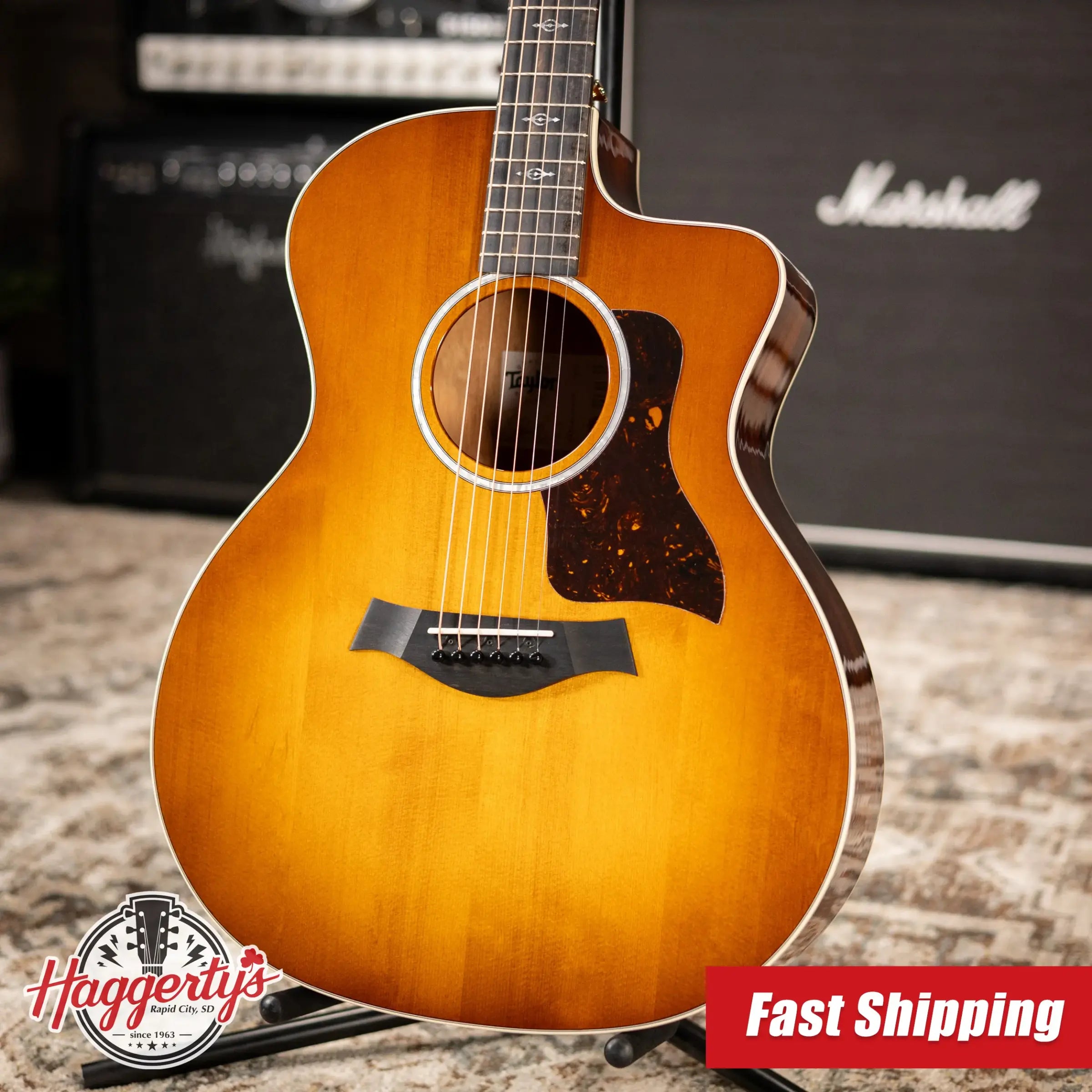 Taylor 214ce-K DLX Special Edition Grand Auditorium Acoustic/Electric Guitar - Honeyburst with Hardshell Case