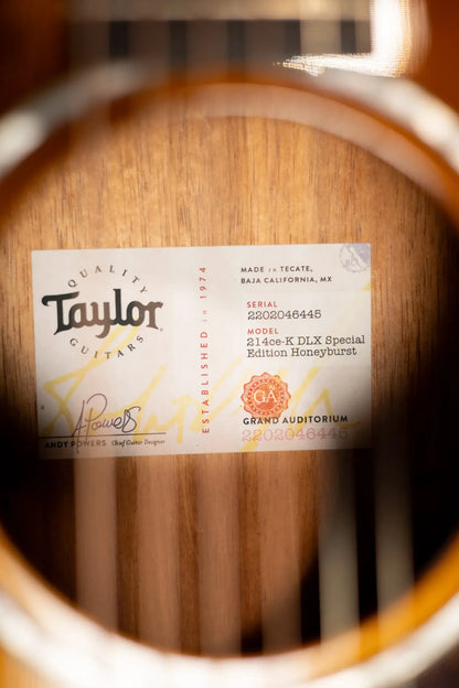 Taylor 214ce-K DLX Special Edition Grand Auditorium Acoustic/Electric Guitar - Honeyburst with Hardshell Case