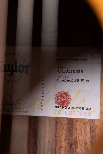 Taylor 214ce-K SB Plus Grand Auditorium Acoustic/Electric Guitar - Shaded Edgeburst with Aerocase