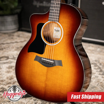 Taylor 214ce-K SB Plus Left-Handed Grand Auditorium Acoustic/Electric Guitar - Sunburst with Aerocase - Factory Demo