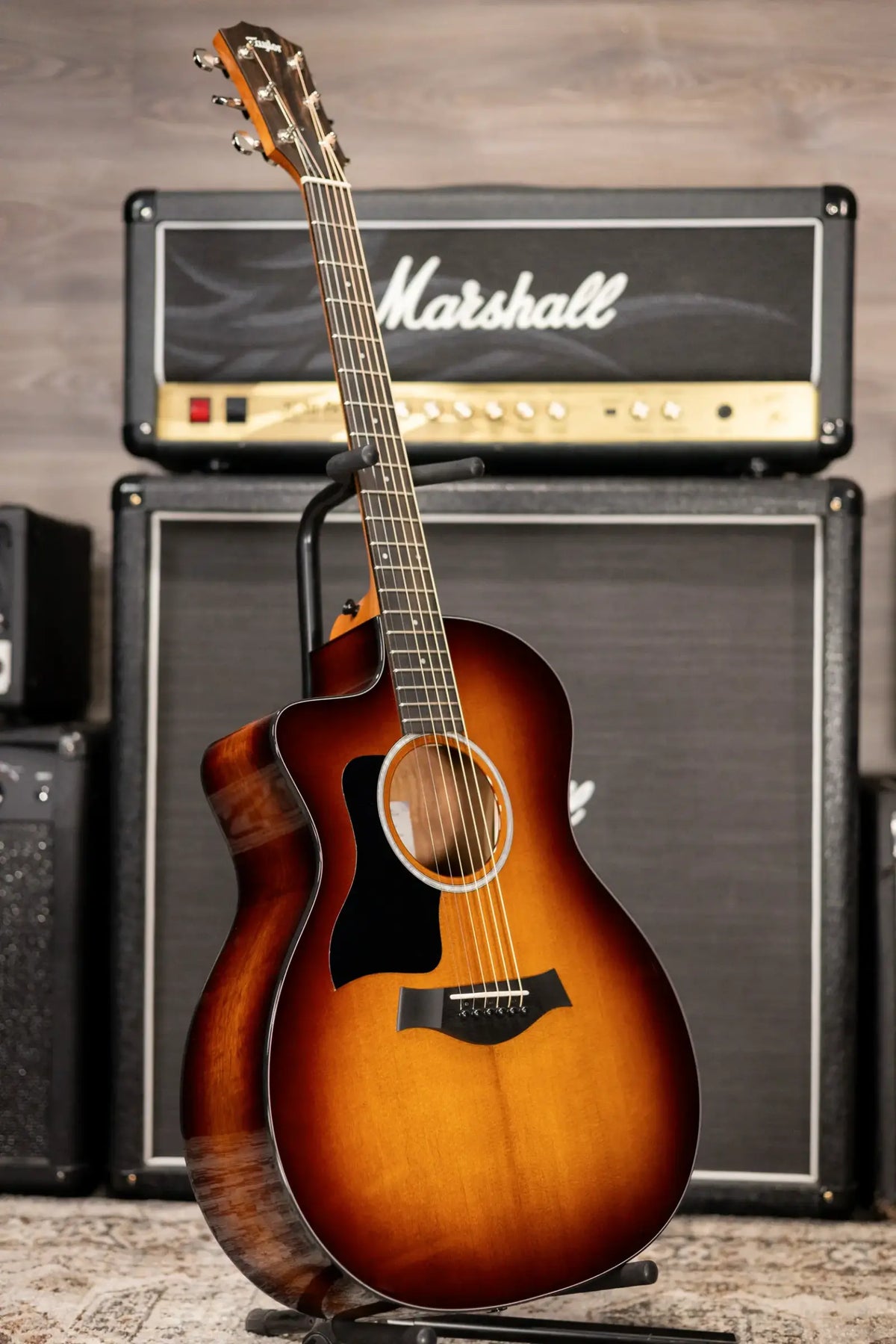Taylor 214ce-K SB Plus Left-Handed Grand Auditorium Acoustic/Electric Guitar - Sunburst with Aerocase - Factory Demo