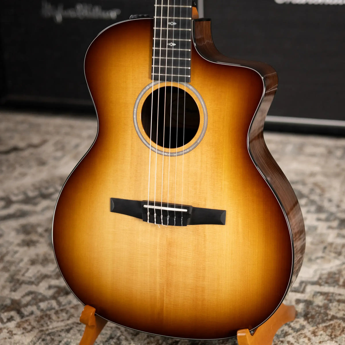 Taylor 214ce-N Plus Sunset Blvd Nylon Grand Auditorium Acoustic/Electric Guitar - Shaded Edge Burst with Aerocase