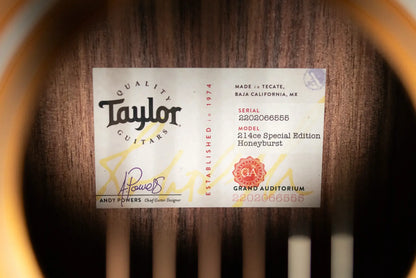 Taylor 214ce Special Edition Grand Auditorium Acoustic/Electric Guitar - Honeyburst with Gig Bag