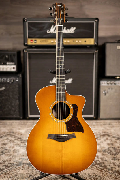 Taylor 214ce Special Edition Grand Auditorium Acoustic/Electric Guitar - Honeyburst with Gig Bag - Demo