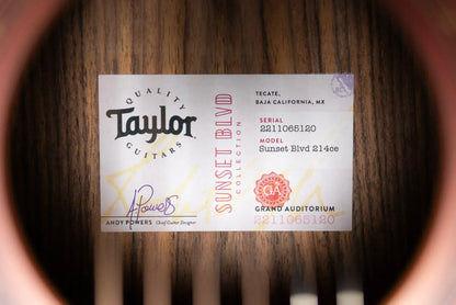 Taylor 214ce Sunset Blvd Grand Auditorium Acoustic/Electric Guitar - Sepia Burst with Gig Bag