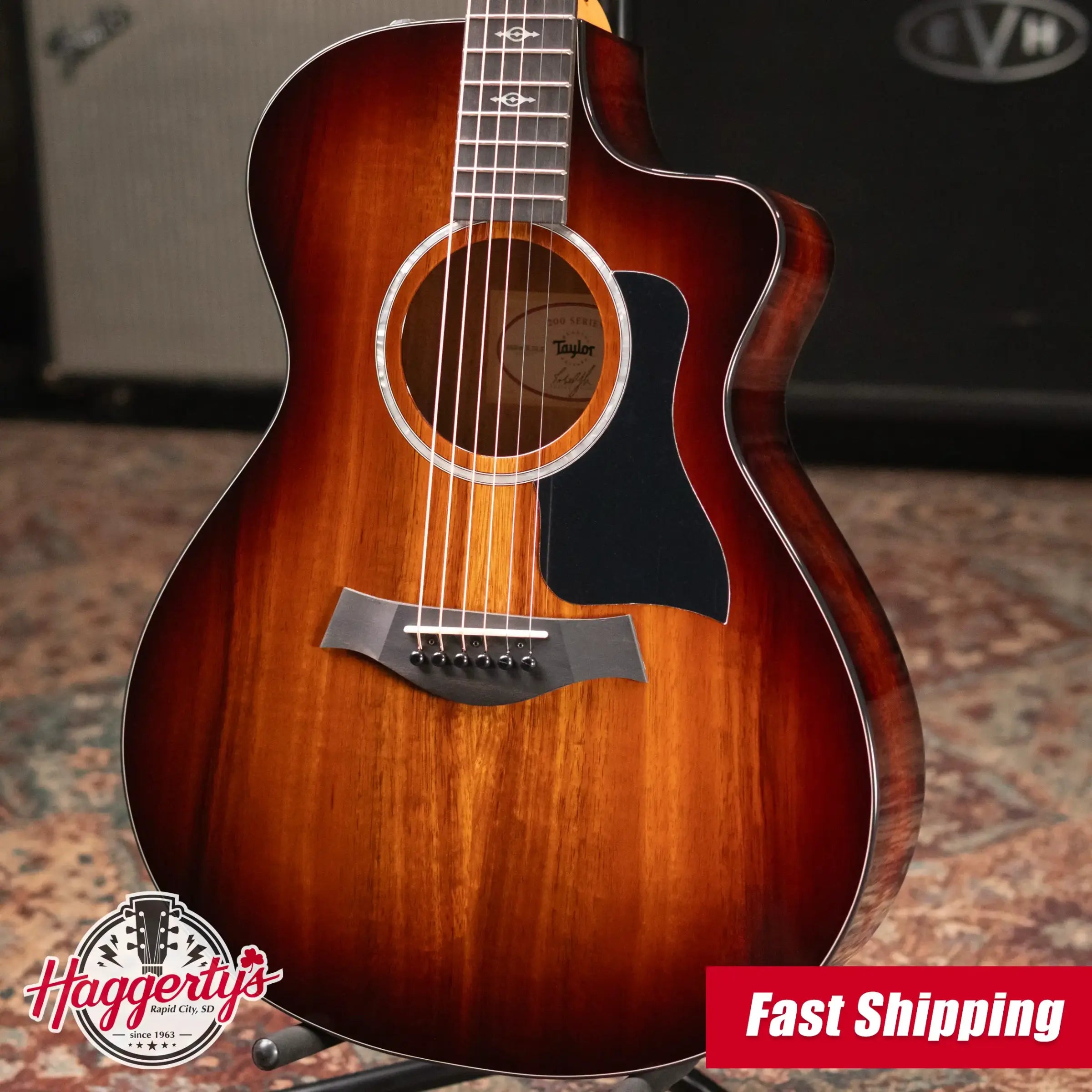 Taylor 222ce-K DLX Grand Concert Acoustic/Electric Guitar - Shaded Edgeburst with Hardshell Case - Factory Demo