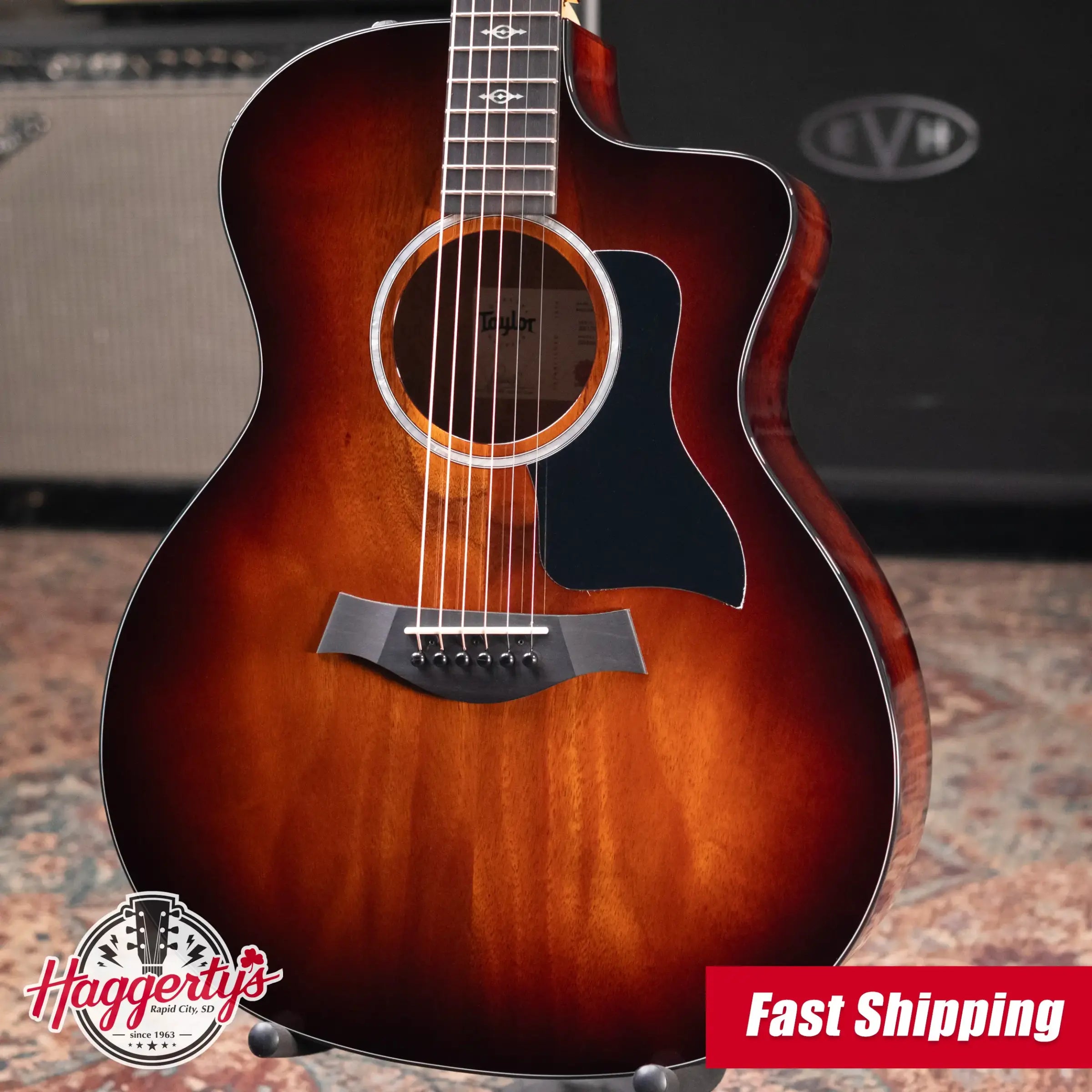 Taylor 224ce-K DLX Grand Auditorium Acoustic/Electric Guitar - Shaded Edgeburst with Hardshell Case