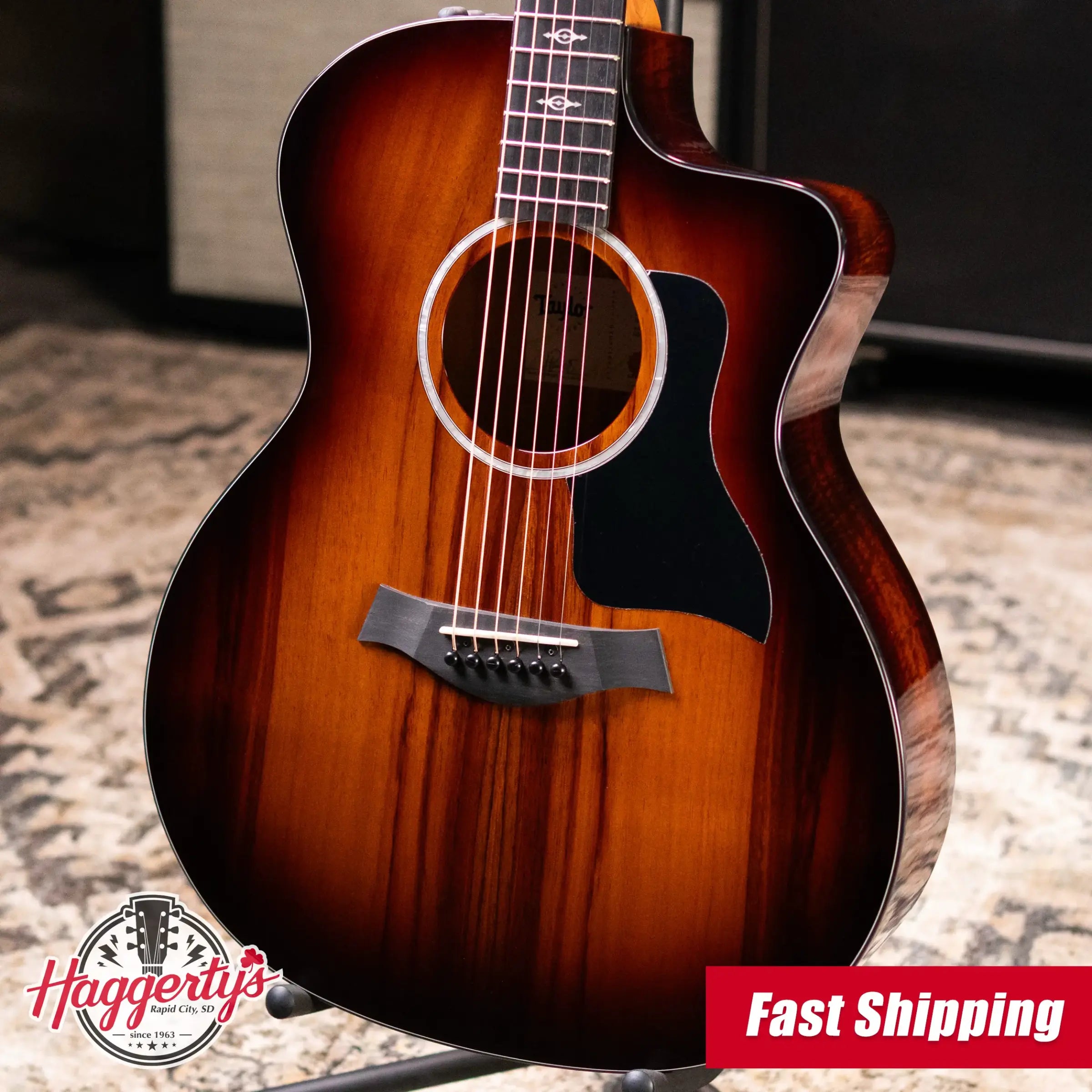 Taylor 224ce-K DLX Grand Auditorium Acoustic/Electric Guitar - Shaded Edgeburst with Hardshell Case - Floor Model Demo