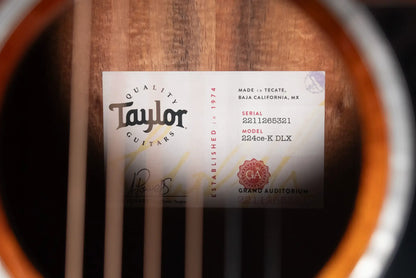 Taylor 224ce-K DLX Grand Auditorium Acoustic/Electric Guitar with Hardshell Case - Display Model