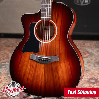 Taylor 224ce-K DLX Left-Handed Grand Auditorium Acoustic/Electric Guitar - Shaded Edge Burst with Hardshell Case