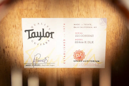 Taylor 224ce-K DLX Left-Handed Grand Auditorium Acoustic/Electric Guitar with Hardshell Case