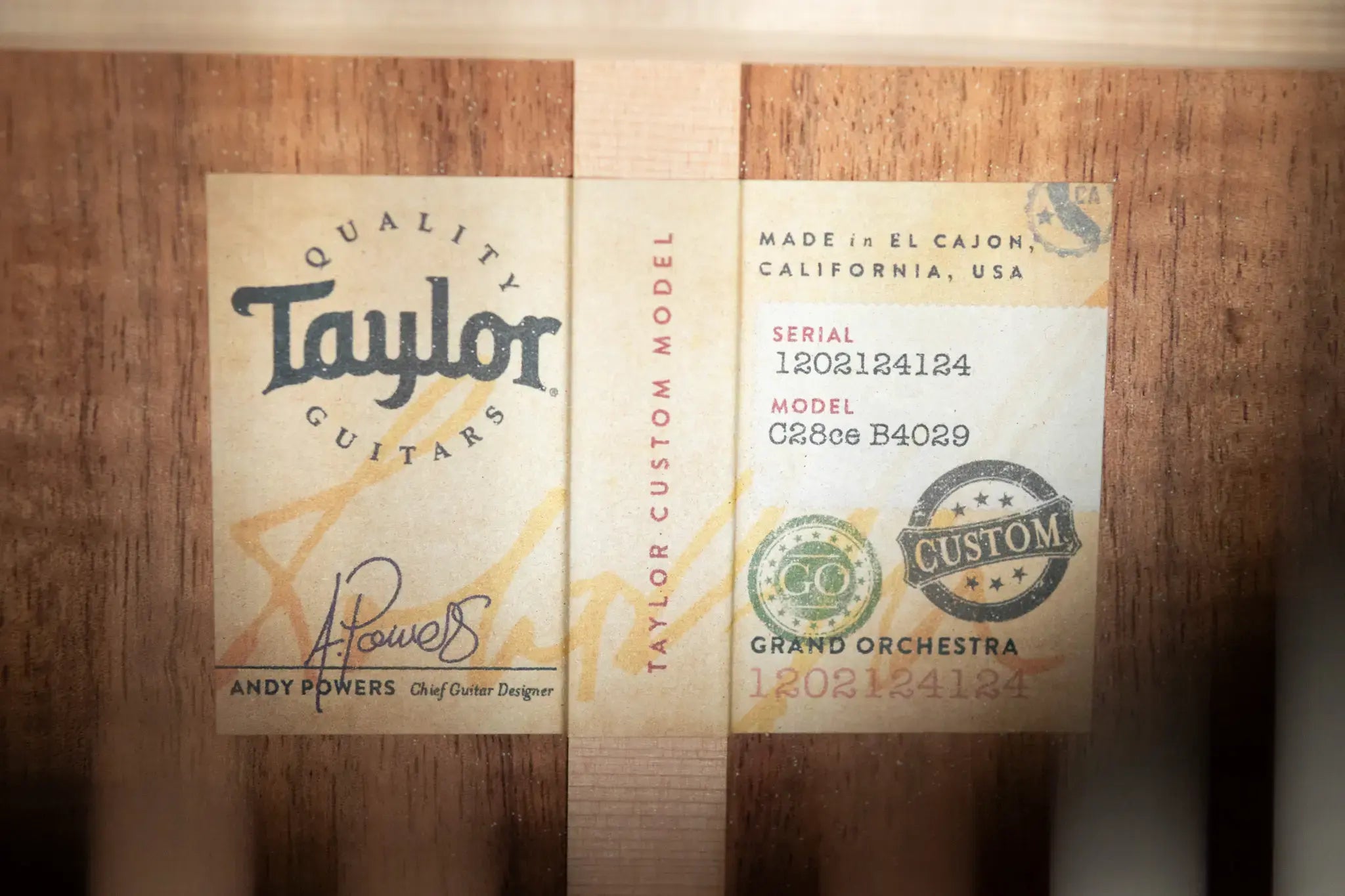 Taylor Custom Shop Catch C28ce #29 Grand Orchestra Acoustic/Electric - AA Koa with Hardshell Case - Floor Model Demo