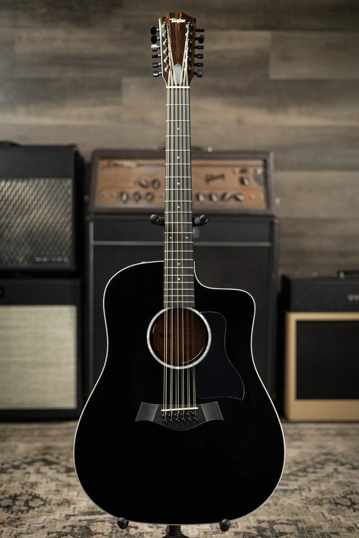Taylor 250ce-BLK Plus 12-String Acoustic/Electric Guitar - Black with Aerocase - Factory Demo