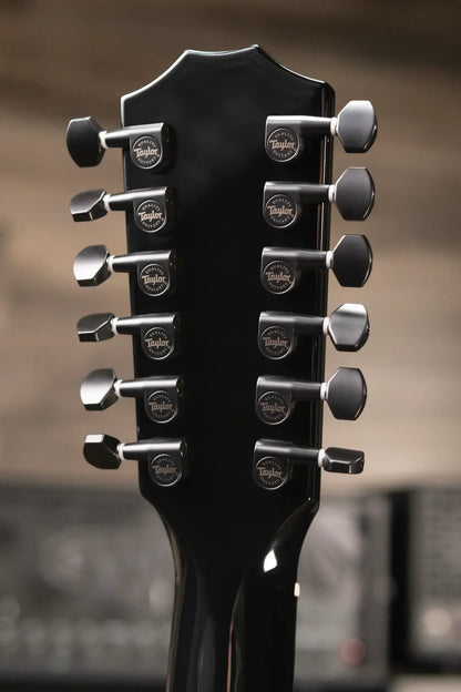 Taylor 250ce-BLK Plus 12-String Dreadnought Acoustic/Electric Guitar - Black with Aerocase - Factory Demo