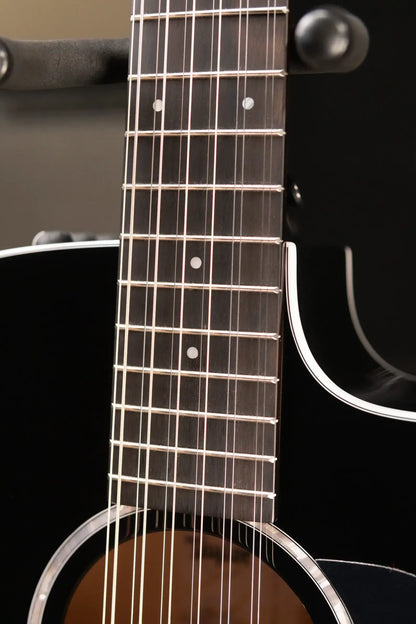 Taylor 250ce-BLK Plus 12-String Dreadnought Acoustic/Electric Guitar - Black with Aerocase - Factory Demo