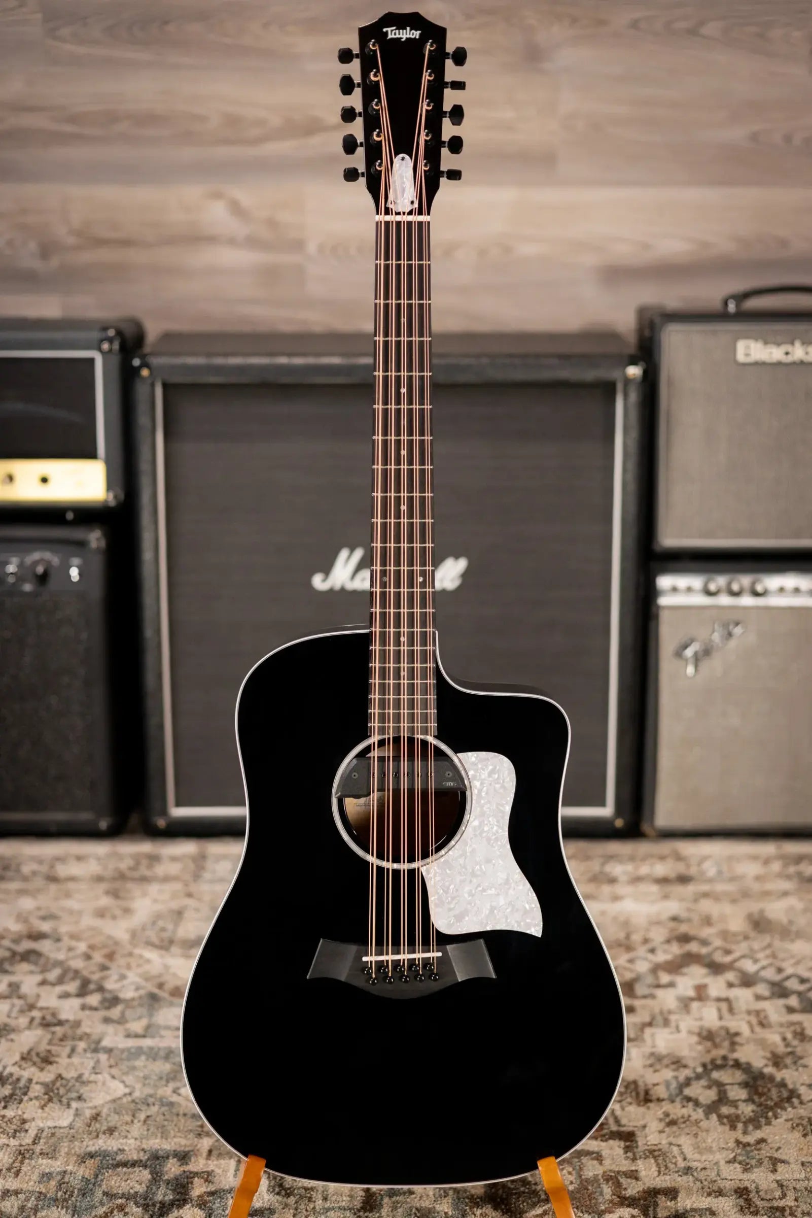 Taylor 250ce Plus BLK Bajo Quinto Acoustic/Electric Guitar - Black with Aerocase - Factory Demo