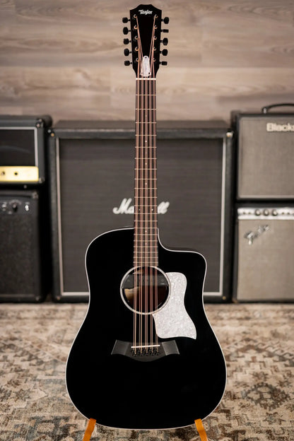 Taylor 250ce Plus BLK Bajo Quinto Acoustic/Electric Guitar - Black with Aerocase - Factory Demo