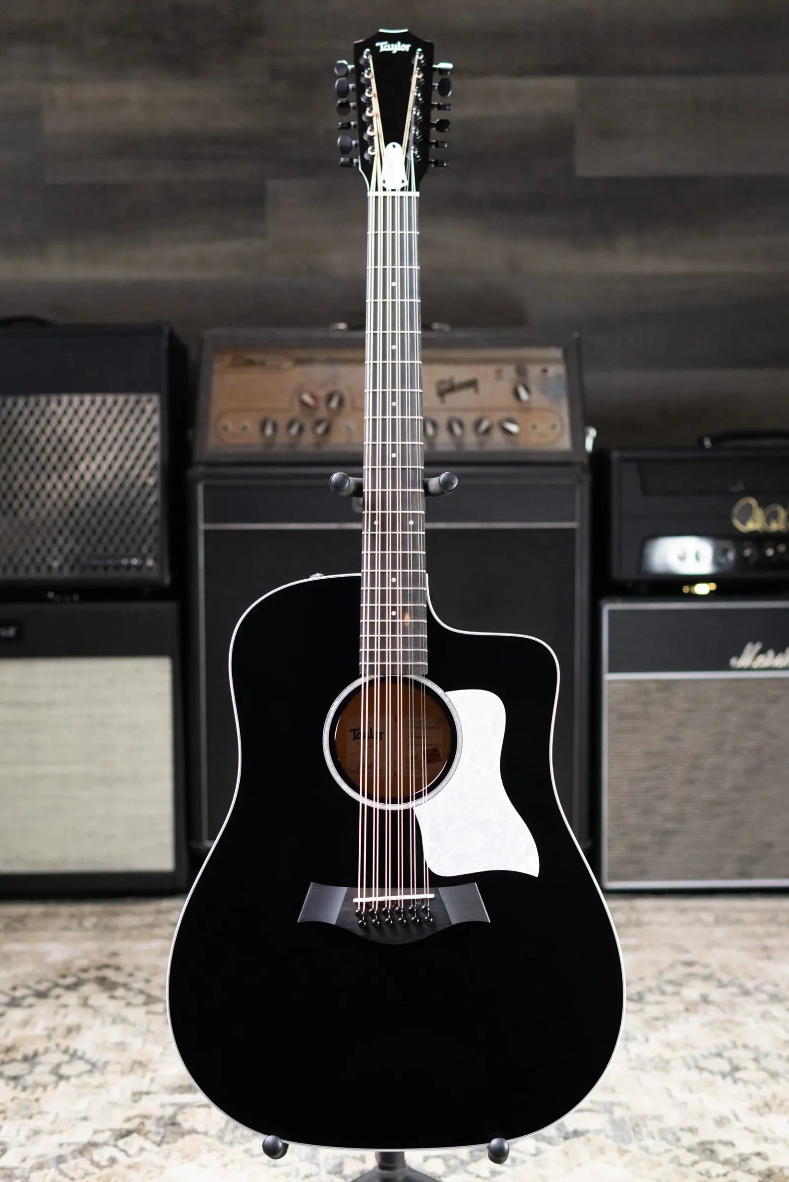Taylor 250ce Plus BLK Doce Doble Acoustic/Electric Guitar - Black with Aerocase - Factory Demo