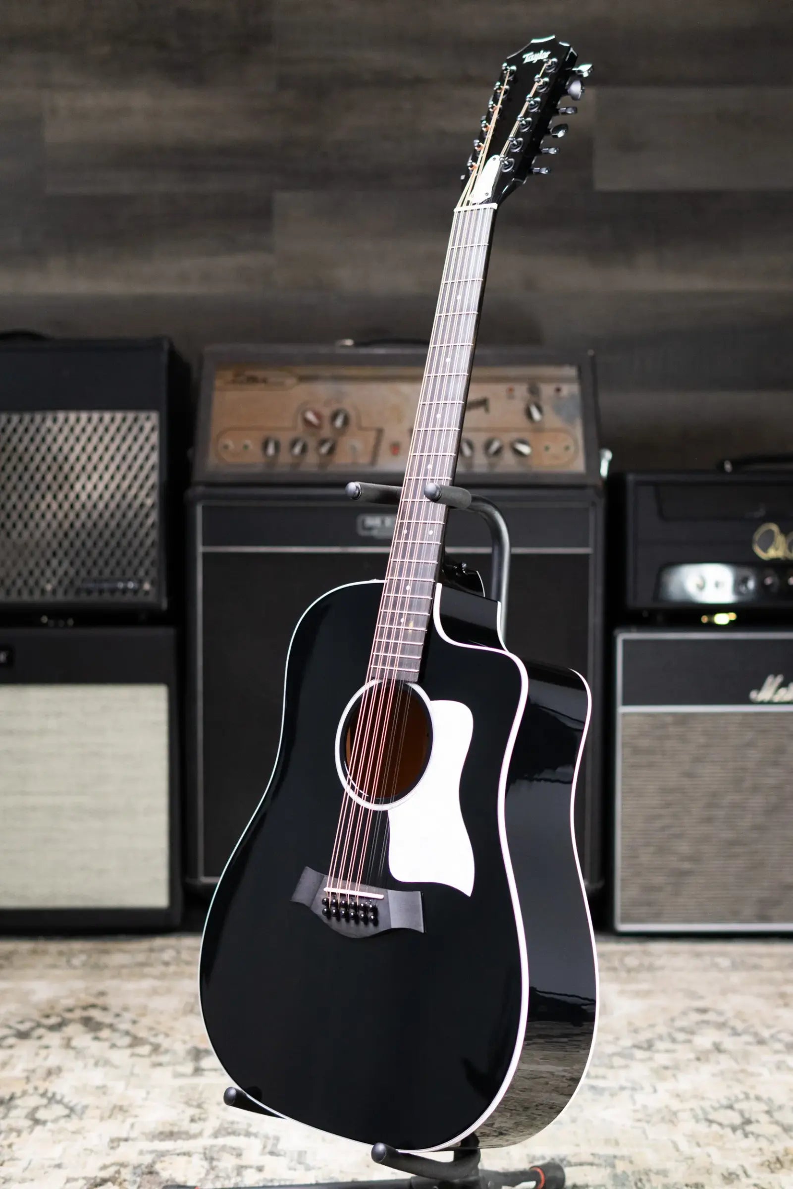 Taylor 250ce Plus BLK Doce Doble Acoustic/Electric Guitar - Black with Aerocase - Factory Demo