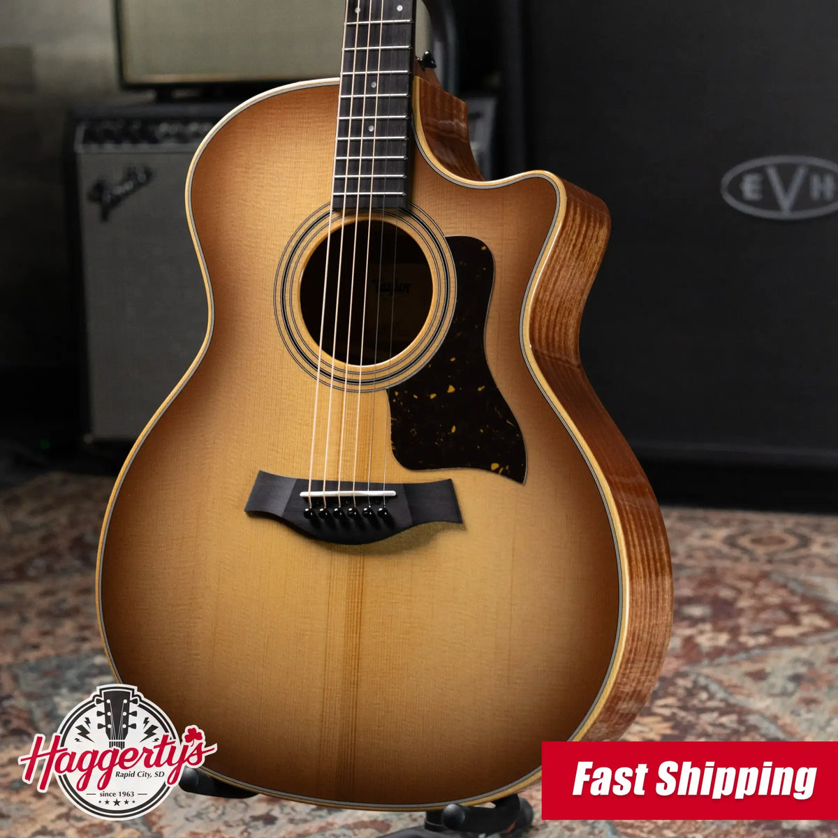 Taylor 314ce Studio Grand Auditorium Acoustic/Electric Guitar - Shaded Edge Burst with Gig Bag - Used