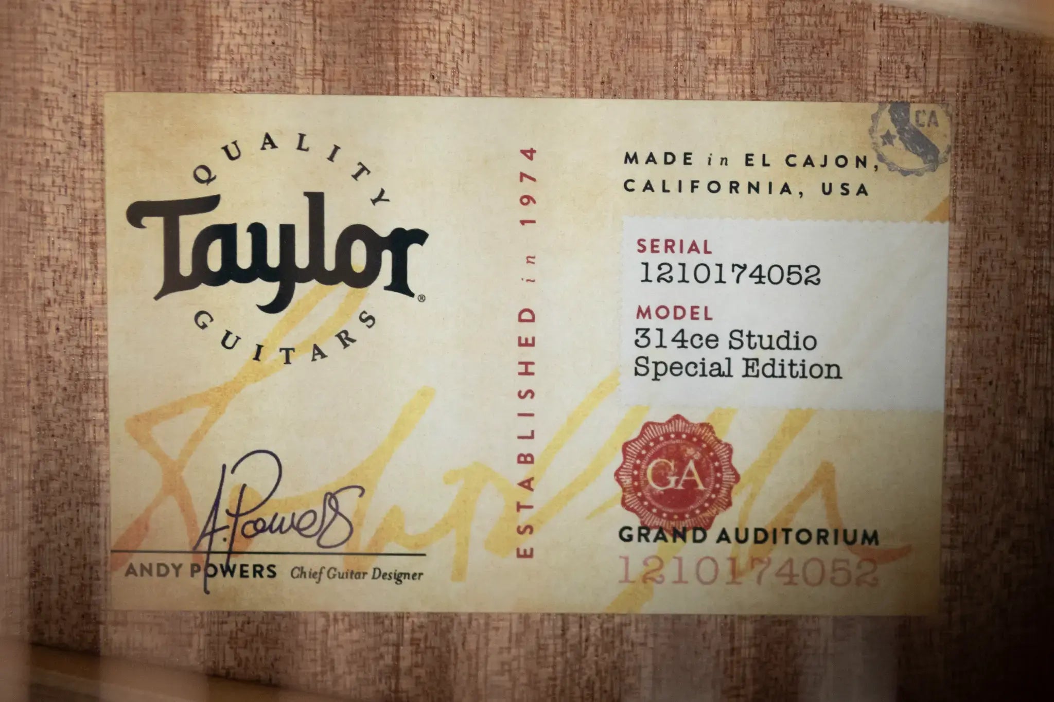 Taylor 314ce Studio Special Edition Grand Auditorium Acoustic/Electric Guitar w/ Structured Gig Bag