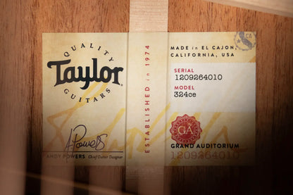 Taylor 324ce Grand Auditorium Acoustic/Electric Guitar - Shaded Edge Burst Top with Hardshell Case