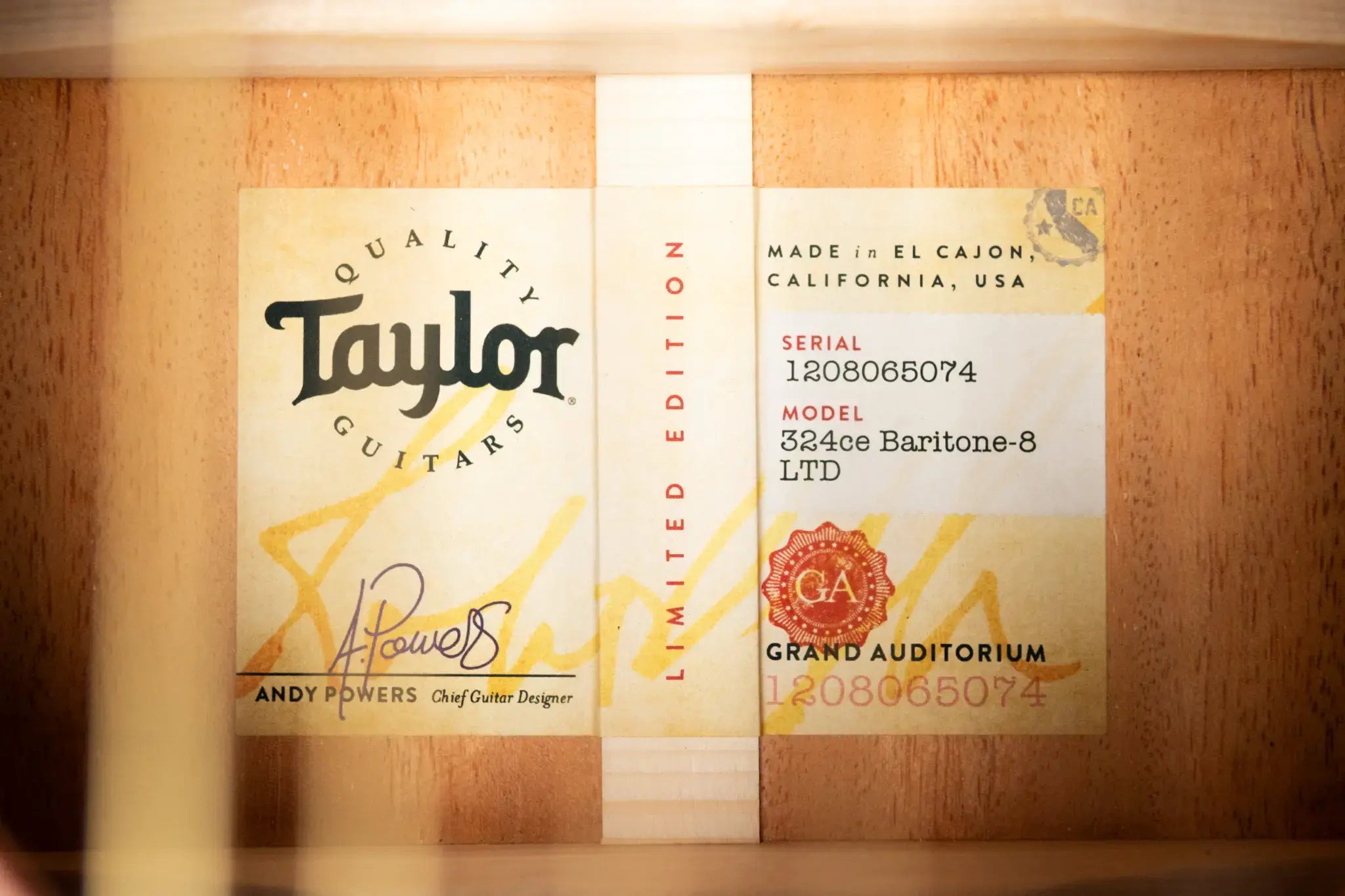 Taylor 324ce Baritone-8 LTD Grand Auditorium Acoustic/Electric Guitar with Hardshell Case