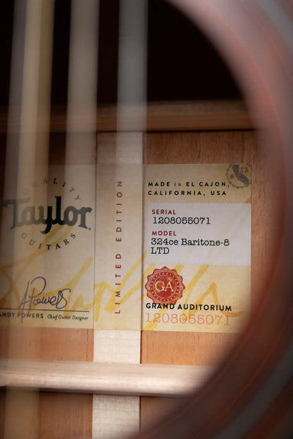 Taylor 324ce Baritone-8 LTD Grand Auditorium Acoustic/Electric Guitar with Hardshell Case - Demo