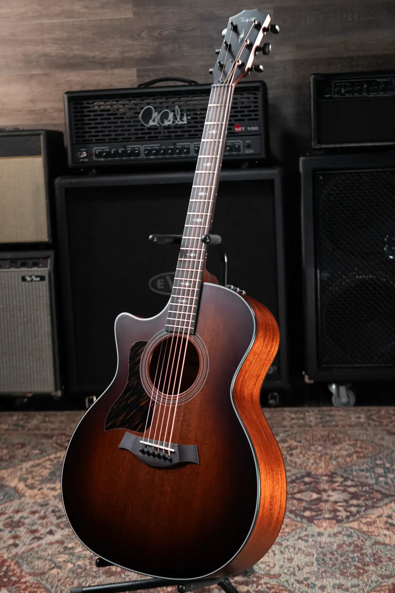 Taylor 324ce Left-Handed Grand Auditorium Acoustic/Electric Guitar - Shaded Edge Burst with Hardshell Case