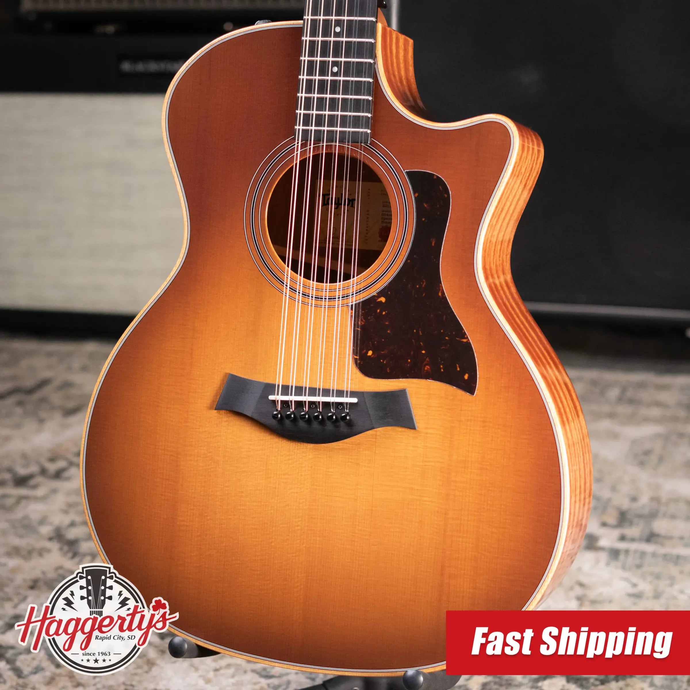 Taylor 354ce Studio Special Edition Acoustic/Electric Guitar - Honeyburst with Gig Bag