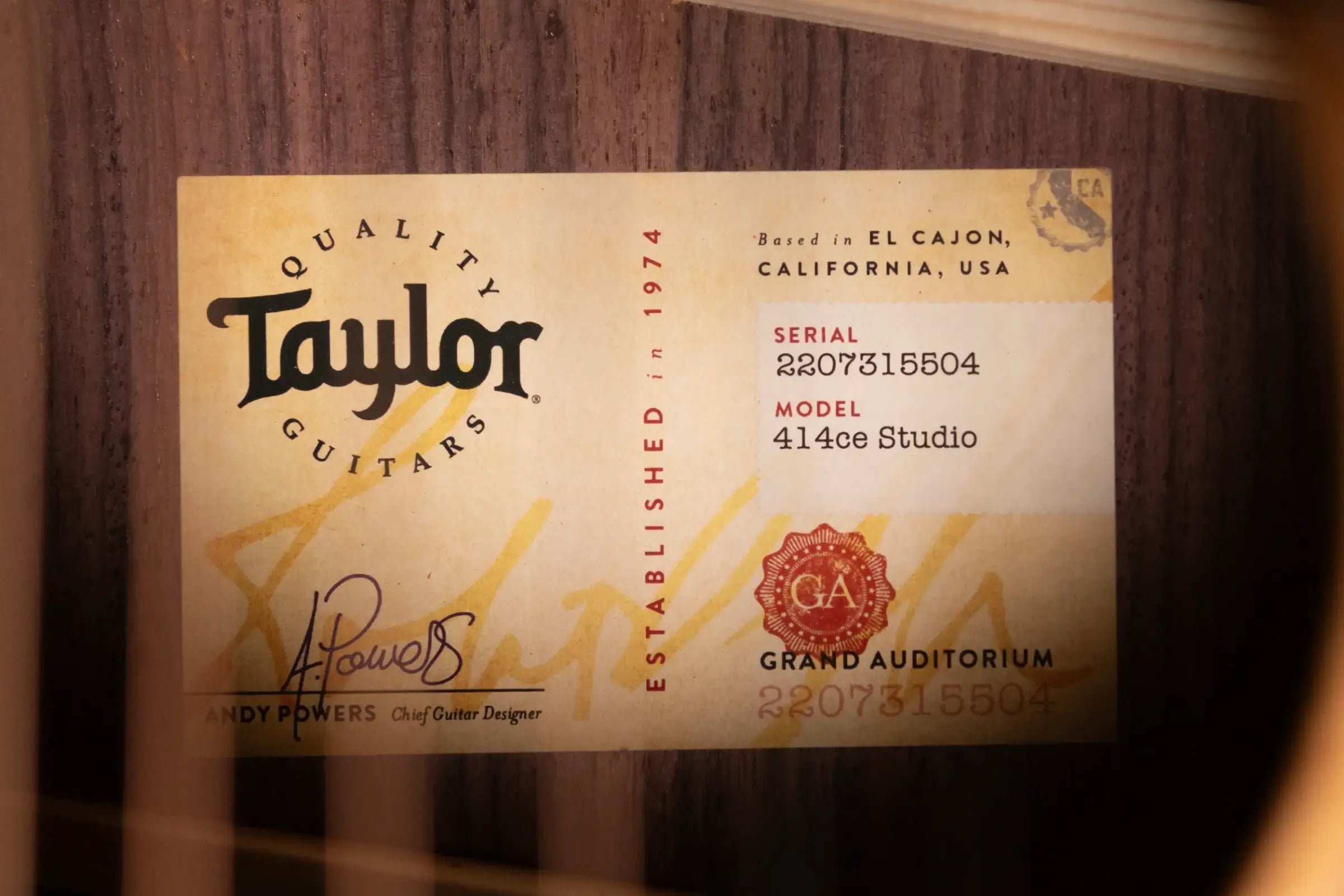 Taylor 414ce Studio Grand Auditorium Acoustic/Electric Guitar - Natural with Gig Bag