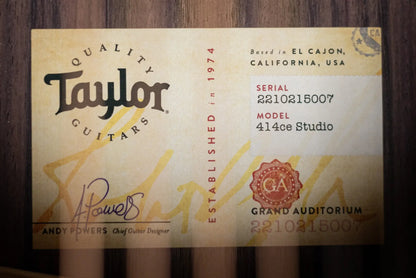 Taylor 414ce Studio Grand Auditorium Acoustic/Electric Guitar - Natural with Gig Bag