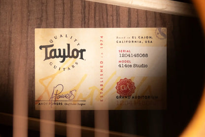 Taylor 414ce Studio Grand Auditorium Acoustic/Electric Guitar - Shaded Edge Burst Top with Gig Bag - Factory Demo