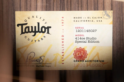 Taylor 414ce Studio Special Edition Grand Auditorium Acoustic/Electric Guitar with Structured Gig Bag