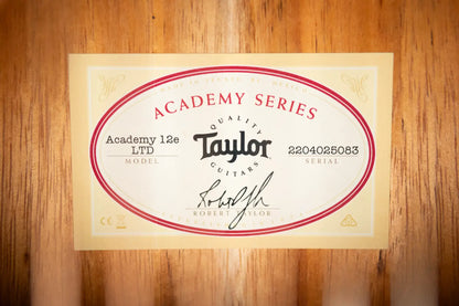Taylor Academy 12e LTD Grand Concert Acoustic/Electric Guitar - Figured Koa with Gig Bag