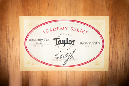 Taylor Academy 12e LTD Grand Concert Acoustic/Electric Guitar - Figured Koa with Gig Bag