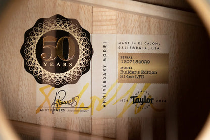Taylor Builder's Edition 314ce LTD 50th Anniversary Grand Auditorium Acoustic/Electric with Hardshell Case