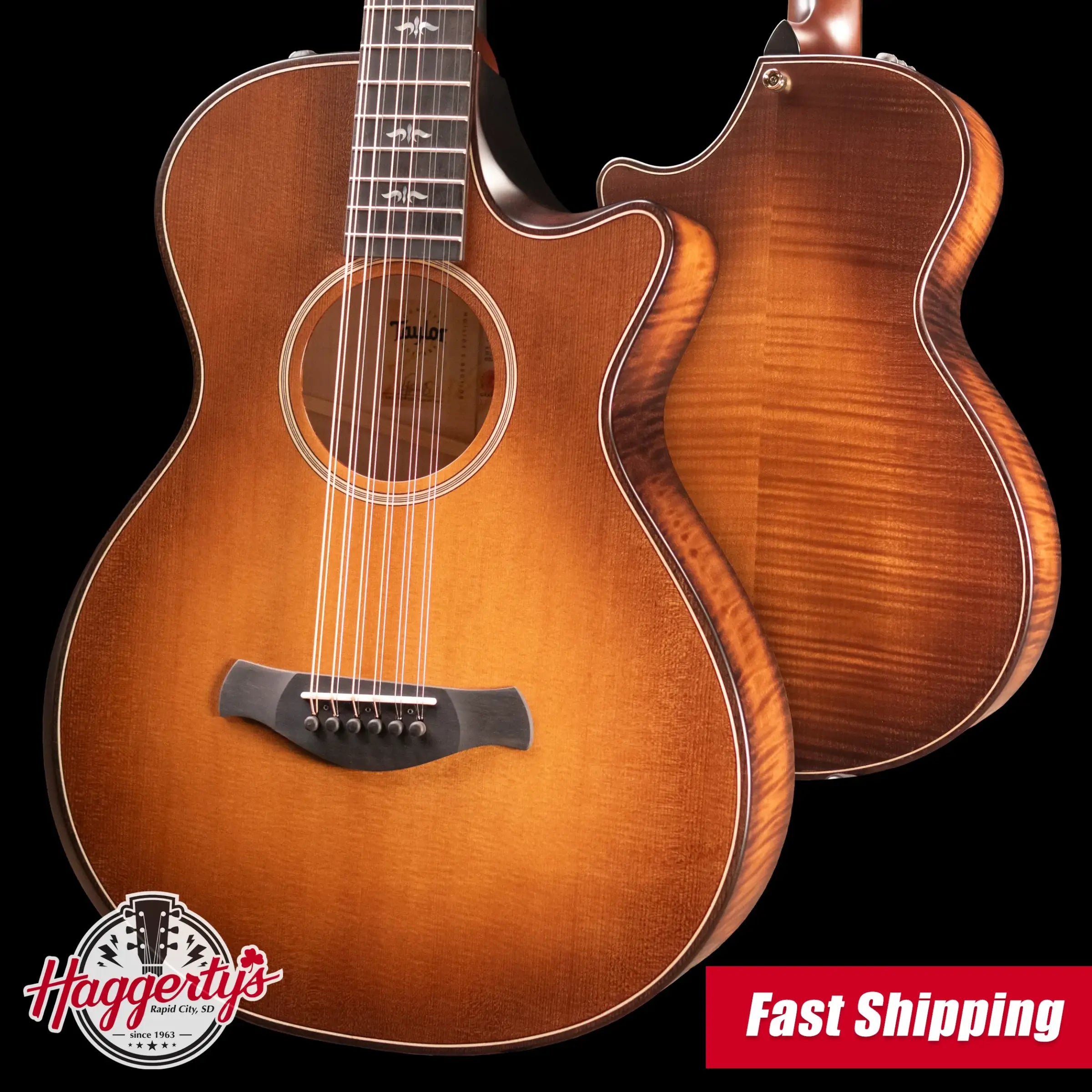Taylor Builder's Edition 652ce 12-String Grand Concert Acoustic/Electric Guitar - Wild Honey Burst with Hardshell Case
