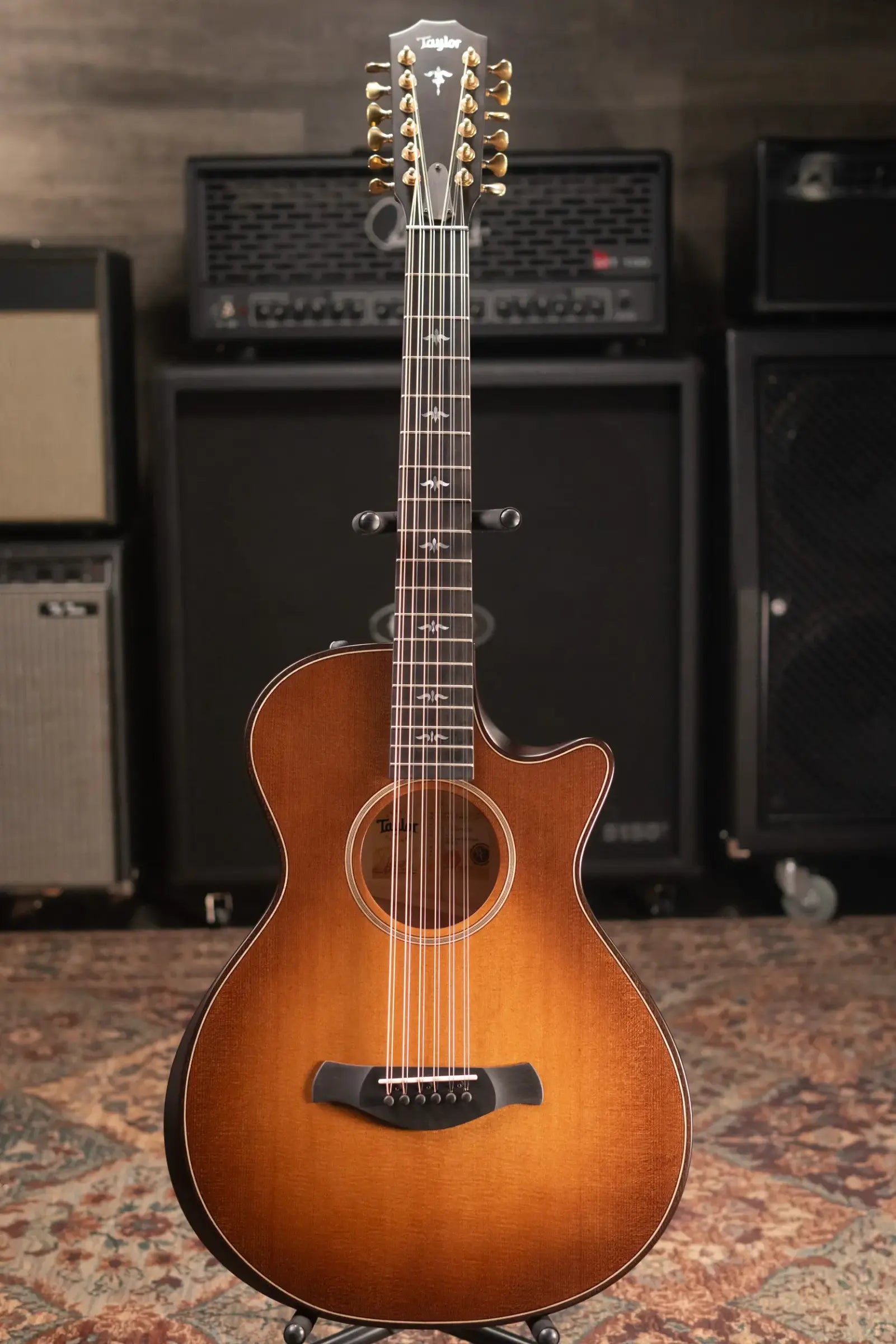 Taylor Builder's Edition 652ce 12-String Grand Concert Acoustic/Electric Guitar - Wild Honey Burst with Hardshell Case