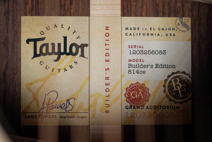 Taylor Builder's Edition 814ce Acoustic/Electric Guitar - Adirondack Spruce with Deluxe Hardshell Case
