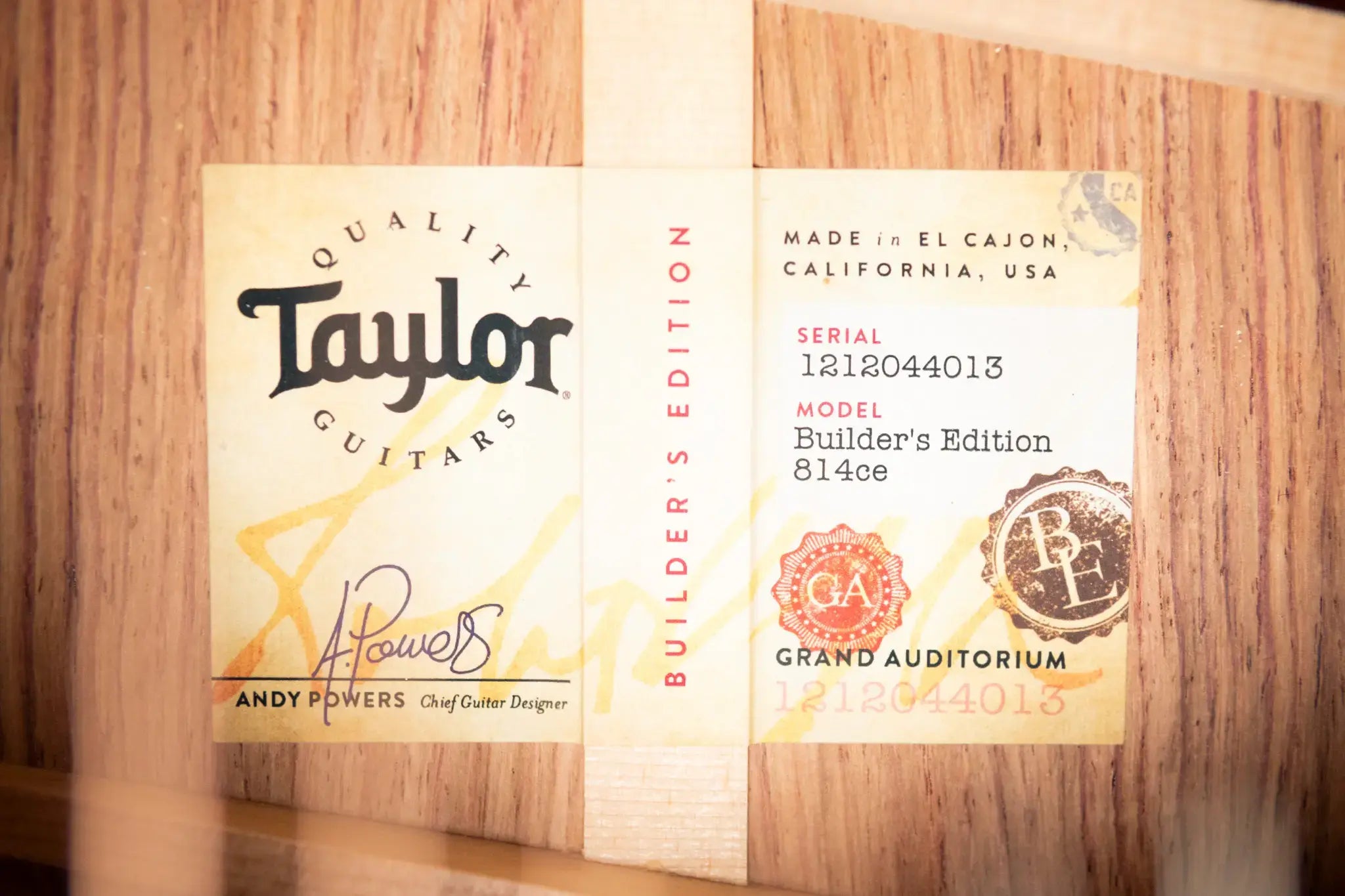 Taylor Builder's Edition 814ce Honduran Rosewood Grand Auditorium Acoustic/Electric Guitar with Hardshell Case - Factory Demo