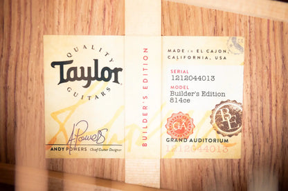 Taylor Builder's Edition 814ce Honduran Rosewood Grand Auditorium Acoustic/Electric Guitar with Hardshell Case - Factory Demo
