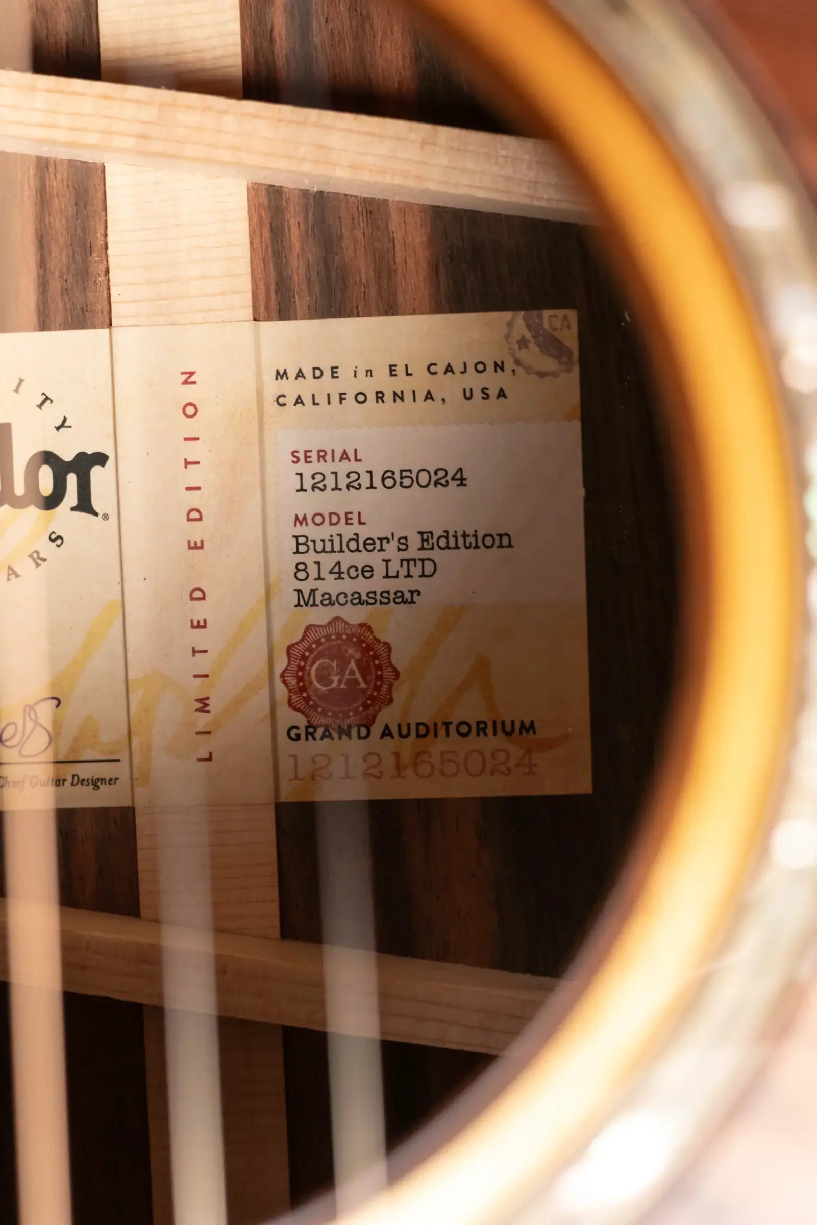 Taylor Builder's Edition 814ce LTD Grand Auditorium Acoustic/Electric Guitar - Macassar with Hardshell Case