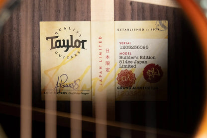 Taylor Builder's Edition 814ce Limited Edition Acoustic/Electric Guitar - Desert Dawn Top with Hardshell Case