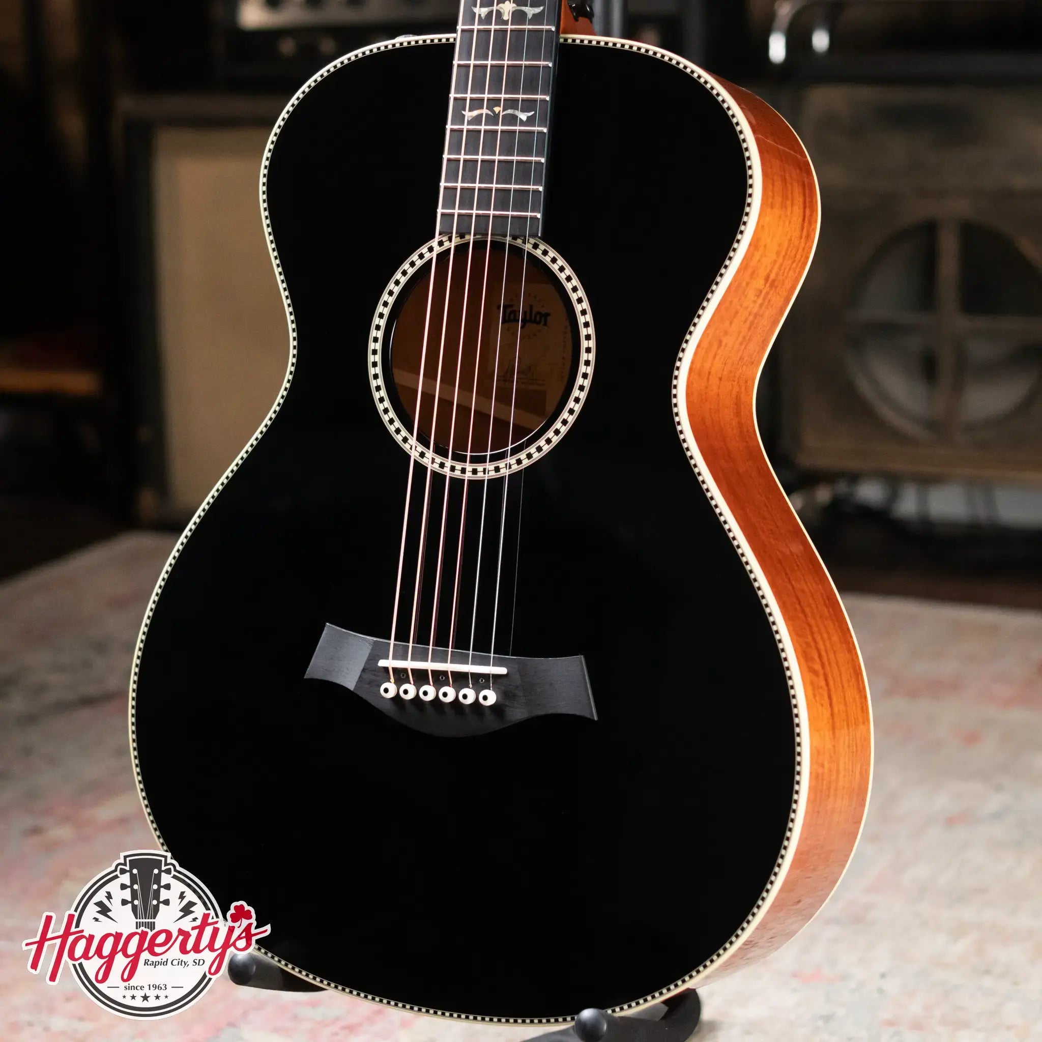 Taylor Custom Shop Grand Concert 12-Fret Acoustic/Electric - Black Top Mahogany/Mahogany with Hardshell Case