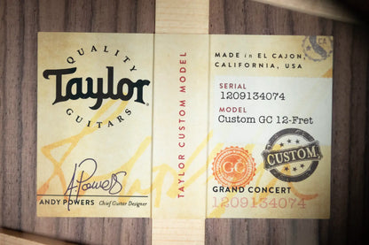 Taylor Custom Shop Grand Concert 12-Fret Acoustic/Electric with Hardshell Case