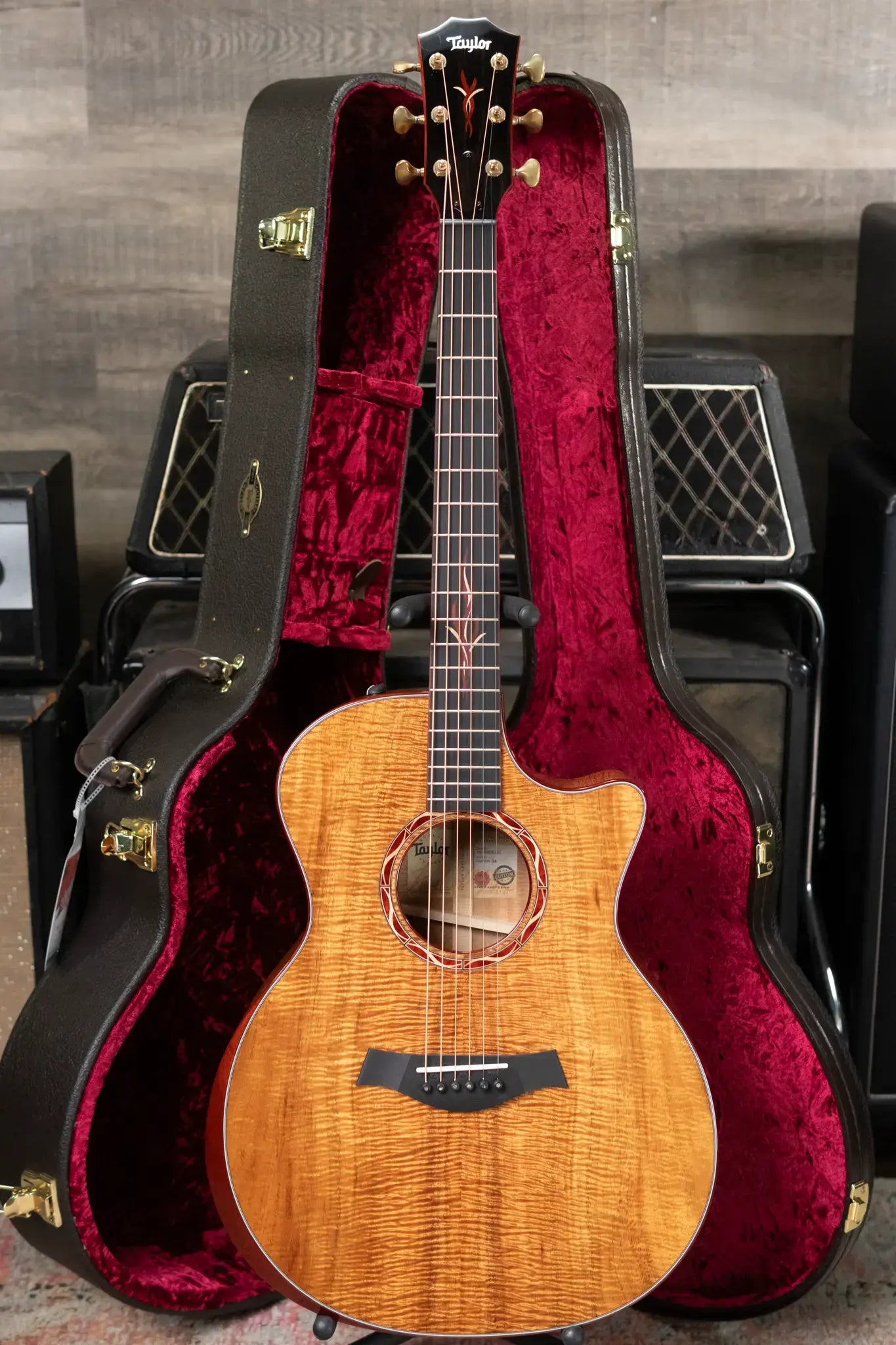 Taylor Custom Shop Master Grade Koa Grand Auditorium Acoustic/Electric Guitar with Hardshell Case - Used